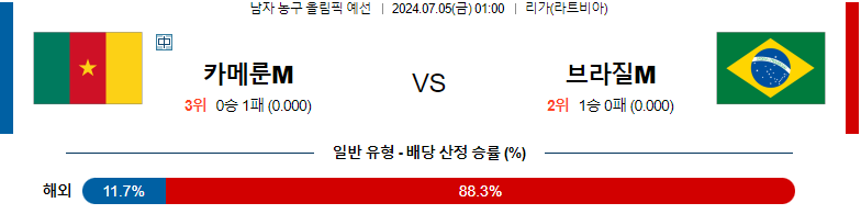 7월 5일 농구 경기 분석: 카메룬 vs 브라질