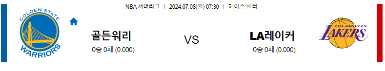 7월 8일 NBA 섬머리그 : 골든스테이트 vs LA 레이커스 경기 예측 및 분석